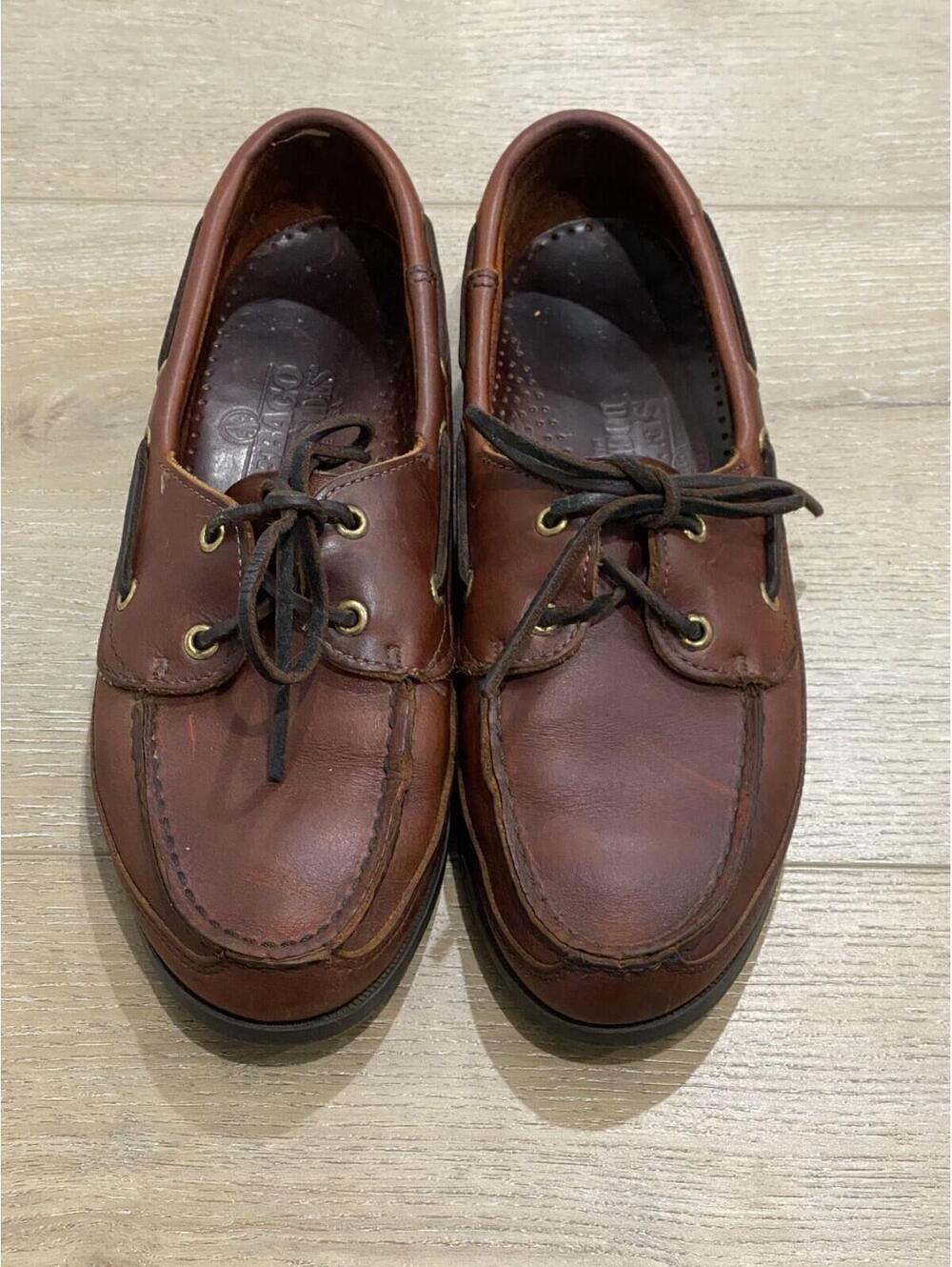 Sebago Docksides Men’s USA Made Leather Tan Brown Boat Shoes Loafers Sz US 9